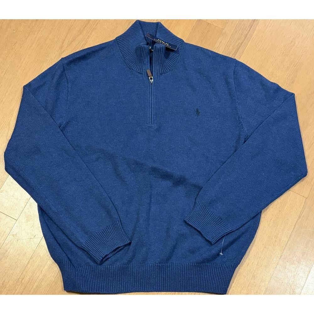 New Polo Ralph Lauren 1/4 Zip Mens XXL Blue Quarter Zip Sweater Pullover NWT